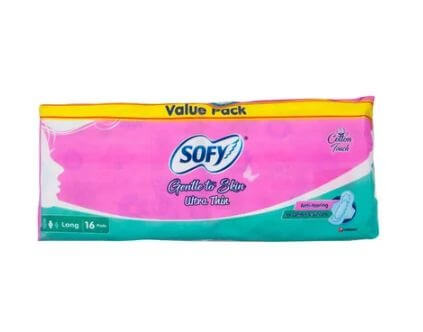 Sofy | Cotton Ultra Thin Long Sanitary Pads | 16 Pcs
