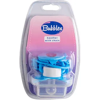 Bubbles | Soother with Chain Blue