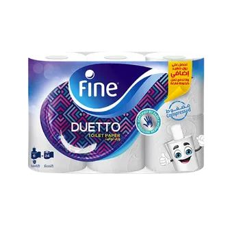 Fine | Duetto Compressed 2 Ply Toilet Paper | 6Rolls