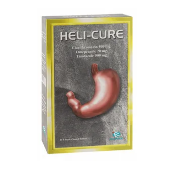 Heli-Cure 500mg/20mg/500mg To Treat Stomach Germs | 14 Tabs