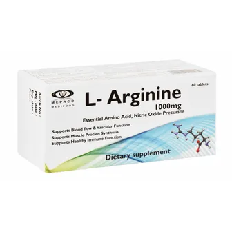 L - Arginine | Dietary Supplement for Blood Flow & Immune System | 1000mg | 60Tabs