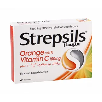 Strepsils | Orange with Vit C 100mg | 24 Tabs