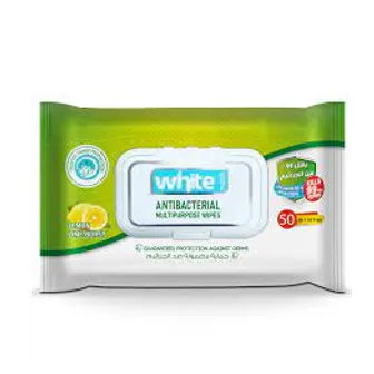 White | Antibacterial Wipes | 50 Pcs